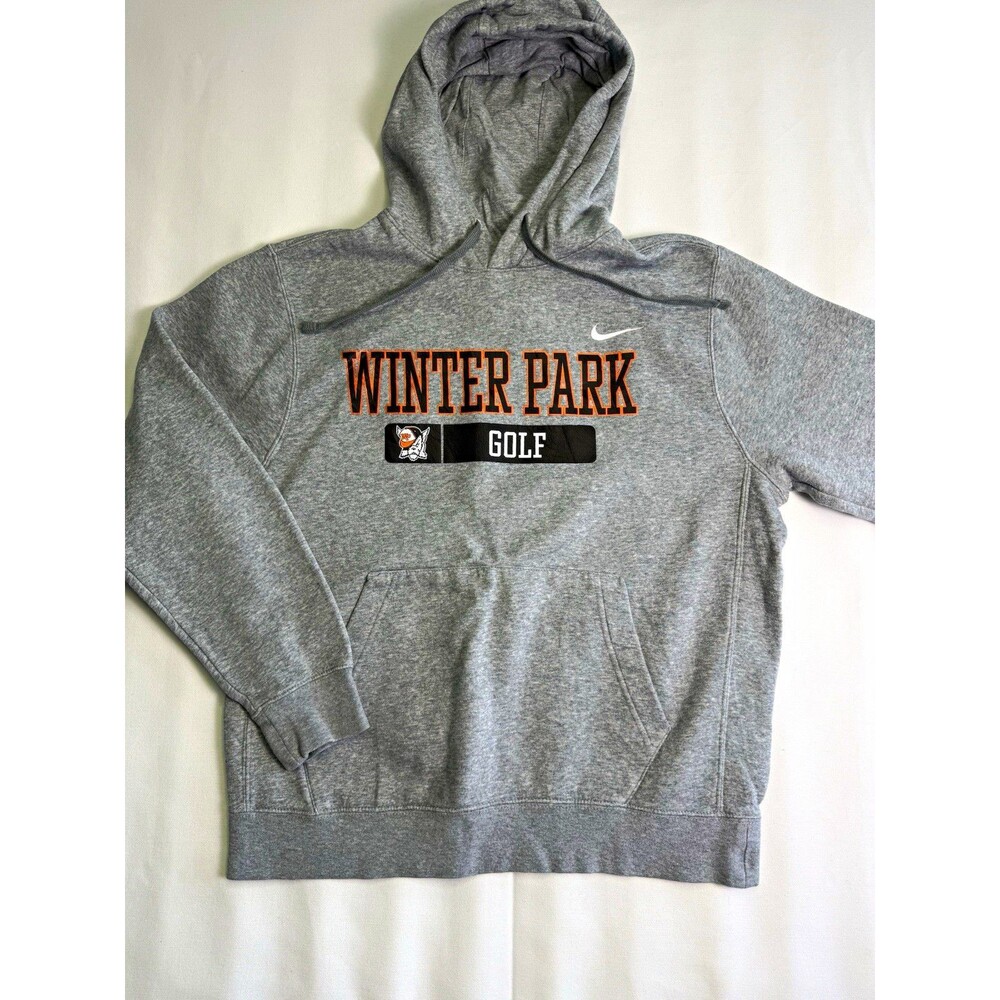 Nike Golf Men's M Gray Pullover Hoodie Winter Park Graphic Fleece Pockets